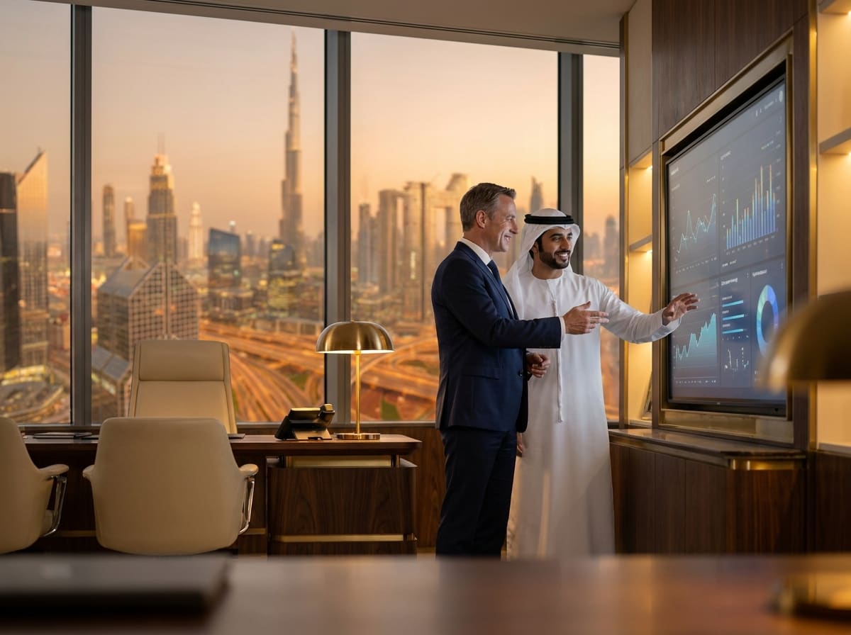 Schroer Digital strategy session in a Dubai high-rise office